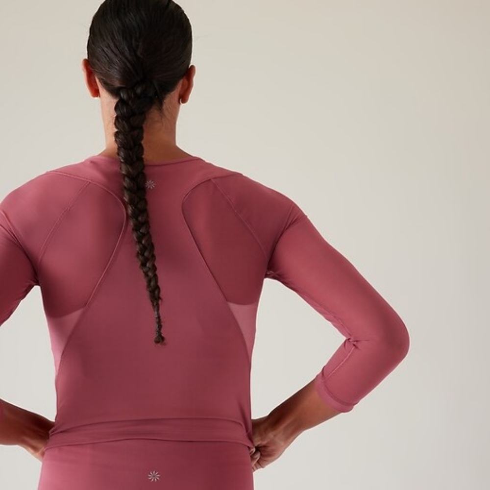 Athleta Pacer Mesh Long Sleeve Active Workout Top - Picture 3 of 10